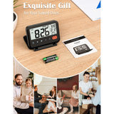 MeesMeek Small Digital Travel Alarm Clock /w Light, Date, Temperature, 9m Snooze
