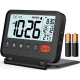 MeesMeek Small Digital Travel Alarm Clock /w Light, Date, Temperature, 9m Snooze