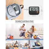 MeesMeek Small Digital Travel Alarm Clock /w Light, Date, Temperature, 9m Snooze