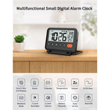 MeesMeek Small Digital Travel Alarm Clock /w Light, Date, Temperature, 9m Snooze