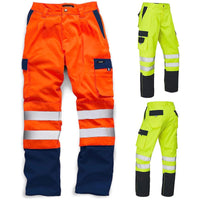 Mens Hi Vis Polycotton Safety Work Trousers - HV039