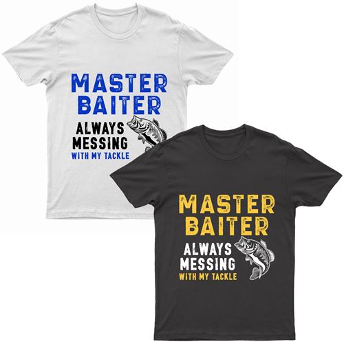 Adults "Master Baiter" Fishing Logo Printed T-Shirt