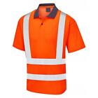 MENS HI VIS SHORT SLEEVE REFLECTIVE POLO SHIRT - SAFETY SECURITY WORK TOP