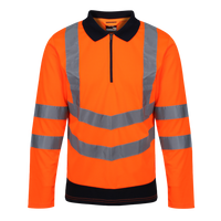 Mens Regatta Hi Vis Long Sleeve Polo Shirt - TRS192