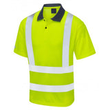 MENS HI VIS SHORT SLEEVE REFLECTIVE POLO SHIRT - SAFETY SECURITY WORK TOP