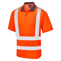 MENS HI VIS SHORT SLEEVE REFLECTIVE POLO SHIRT - SAFETY SECURITY WORK TOP