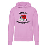 Adults "Slip The Clutch in The Bull Nose Truck" Printed Pullover Hoodie