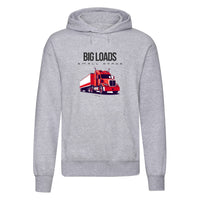 Adults "Big Loads on Small Roads" Truck Printed Pullover Hoodie
