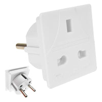 PIFCO Euro EU Travel Adaptor for Europe | UK Plug to European 2 pin