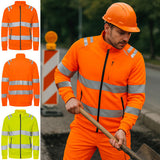 Hi-Vis Sweatshirt Zipper Jacket - Breathable with Zip Pockets & Reflective Trim