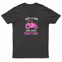 Kids "JUST A GIRL WHO LOVES TRACTORS" Printed T-Shirt