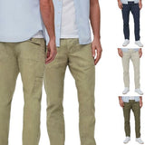 Mens Straight Fit Linen Blend Trousers