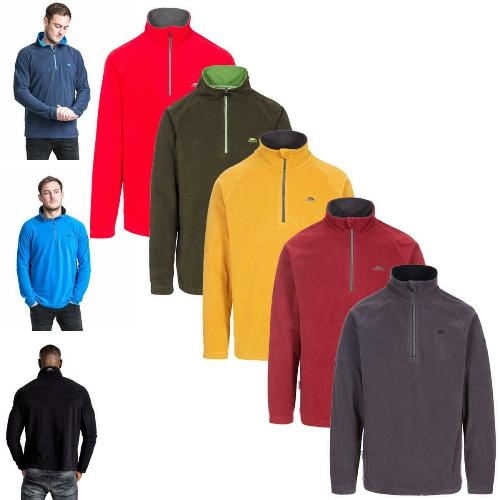 Mens Trespass Blackford Microfleece Pull Over Zip Fleece Top