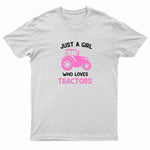 Kids "JUST A GIRL WHO LOVES TRACTORS" Printed T-Shirt