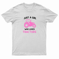 Kids "JUST A GIRL WHO LOVES TRACTORS" Printed T-Shirt