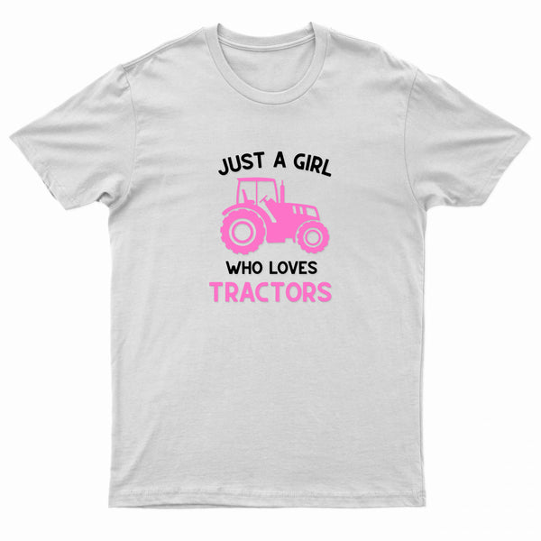 Kids "JUST A GIRL WHO LOVES TRACTORS" Printed T-Shirt