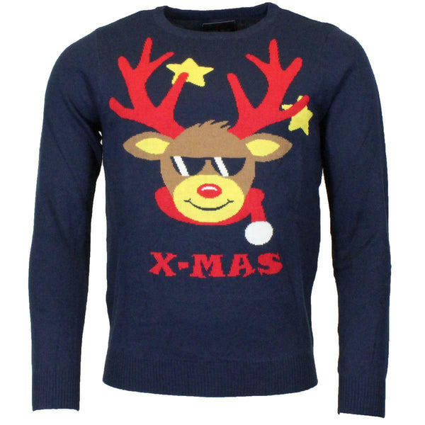 Unisex Xmas Christmas Reindeer Jumper Knitted Sweater
