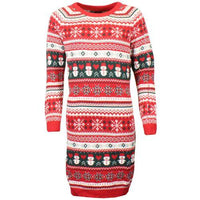 Womens Christmas Xmas Long Knitted Dress Jumper