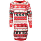 Womens Christmas Xmas Long Knitted Dress Jumper