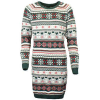 Womens Christmas Xmas Long Knitted Dress Jumper