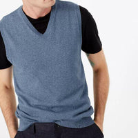 Mens Pure Cotton V Neck Sleeveless Jumper (ex store order)