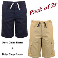 2 Pack Shorts Chino Roll Up Cargo Boys Shorts