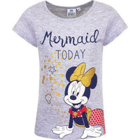 Girls Crew Neck T-Shirt Licenced Minnie Marin with Glitter