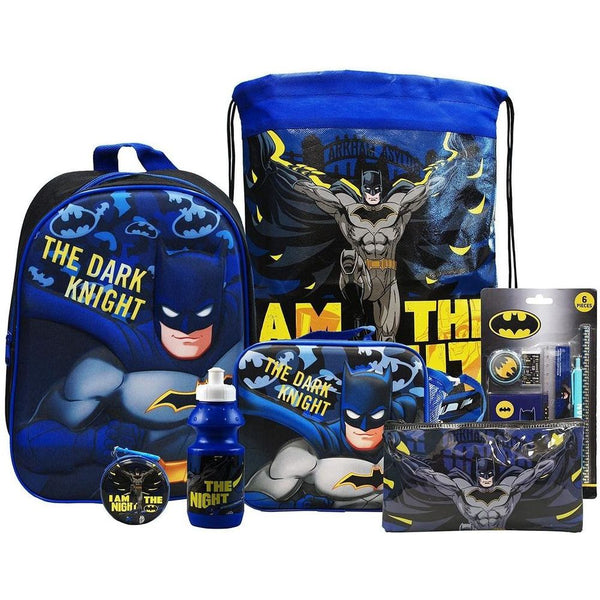 Batman Back to School Bundle - Bat man Backpack, Sports Bag, Lunch Box, stationary etc