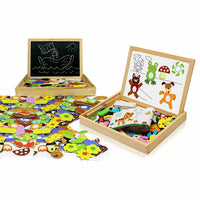 Childrens Chalkboard / Whiteboard Box set (with magnetic animal / plant pieces)