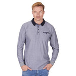 Mens Long Sleeve Reverse Stripe Polo Shirt